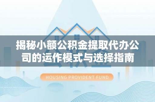 龙陵揭秘小额公积金提取代办公司的运作模式与选择指南